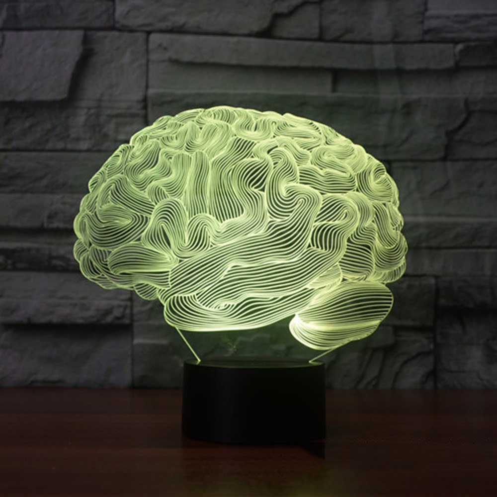 Foreign trade new brain 2 3D lamp LED colorful remote control lamp 3D light acrylic visual lamp 3620 - One Red Hill